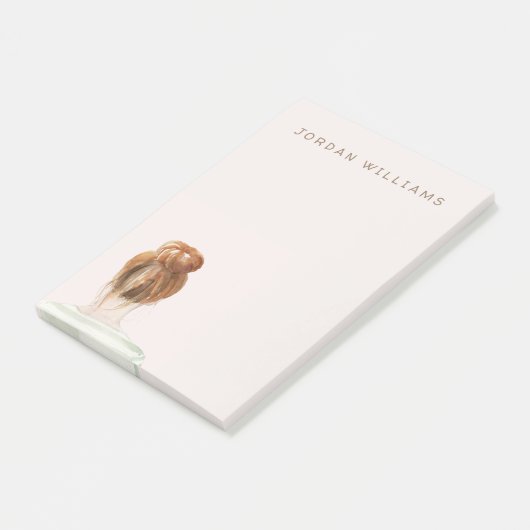 Red Hair Top Knot Bun Post-it® Notes (Schuin)