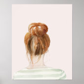 Red Hair Top Knot Bun Poster (Voorkant)