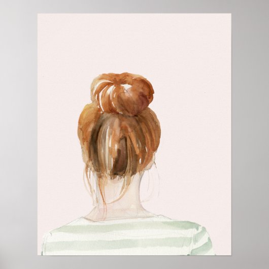 Red Hair Top Knot Bun Poster (Voorkant)