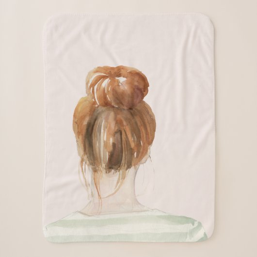 Red Hair Top Knot Bun Sherpa Deken (Voorkant)