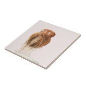 Red Hair Top Knot Bun Tegeltje (Zijkant)