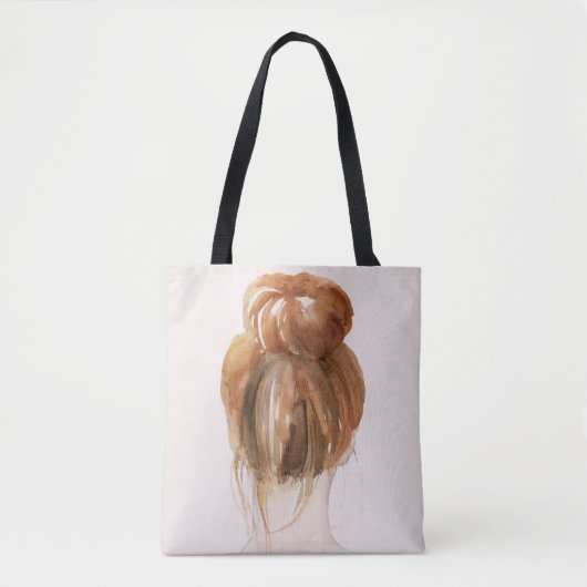 Red Hair Top Knot Bun Tote Bag (Voorkant)