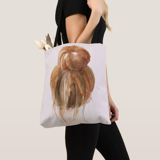 Red Hair Top Knot Bun Tote Bag (Dichtbij)