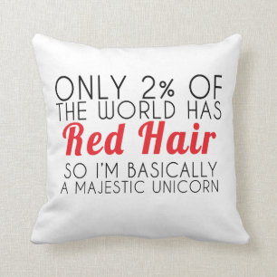 Red Hair Unicorn Pillow Kussen