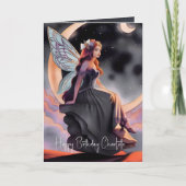 Red Hair Waterverf Moon Fairy Kaart (Voorkant)