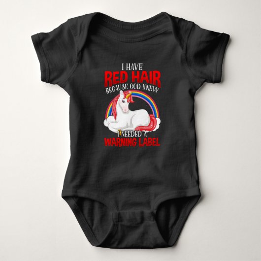 Red Hair Woman Rainbow Unicorn Lover Girl Romper (Voorkant)