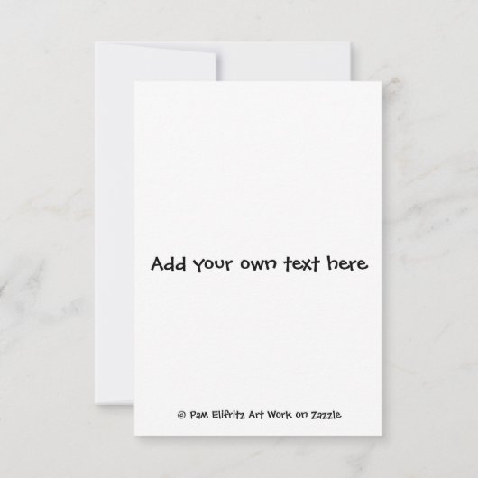 Red haire dame draait om 50 en de protesten bedank bedankkaart (Achterkant)