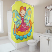 Red Haire Garden Fairy op een ventilator Douchegordijn (In situ)