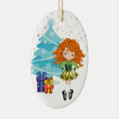 Red Haire Irish Dancer Winter Kerstmis Keramisch Ornament (Rechts)