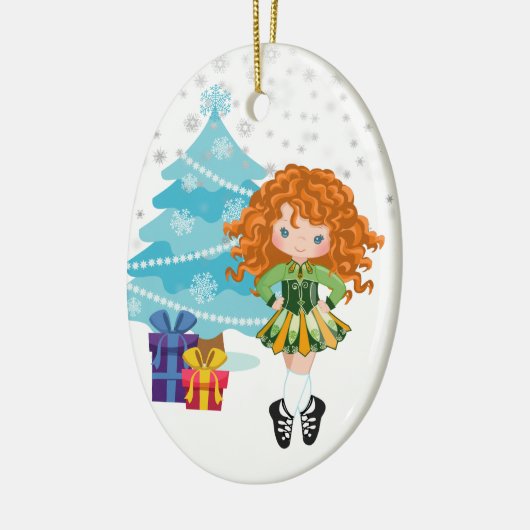 Red Haire Irish Dancer Winter Kerstmis Keramisch Ornament (Links)