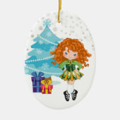 Red Haire Irish Dancer Winter Kerstmis Keramisch Ornament (Voorkant)