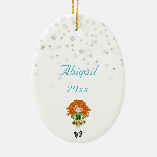Red Haire Irish Dancer Winter Kerstmis Keramisch Ornament (Achterkant)