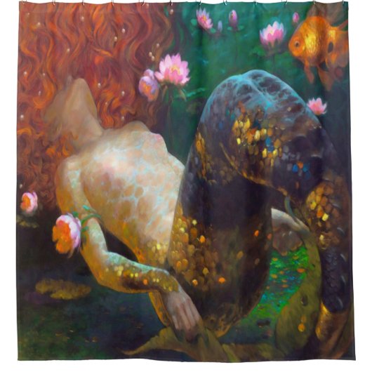 Red Haire Mermaid 2 Shower Curtain Douchegordijn (Voorkant)