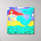 Red Haire Mermaid Abstracte Art Canvas Afdruk (Voorkant)