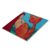 Red Haire Mermaid Abstracte Art keramische Tegel Tegeltje (Zijkant)