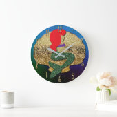 Red Haire Mermaid Golden Seashell Grote Klok (Huis)