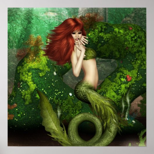 Red Haire Mermaid Print (Voorkant)