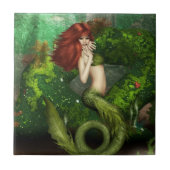 Red Haire Mermaid Tile of Trivet Tegeltje (Voorkant)