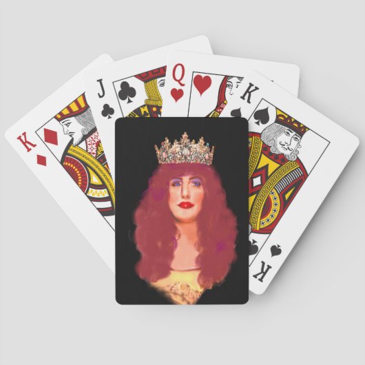 Red Haire Queen met Jeweled Crown Pokerkaarten (Achterkant)