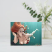 Red Haire vrouw onder water Fotografie Briefkaart (Staand voorkant)