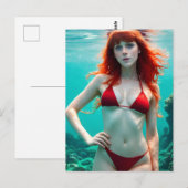 Red Haire Woman in een Bikini-Briefkaart Briefkaart (Voorkant / Achterkant)