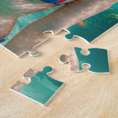 Red Haire Woman Polka Dot Bikini Underwater Foto Legpuzzel (Zijkant)