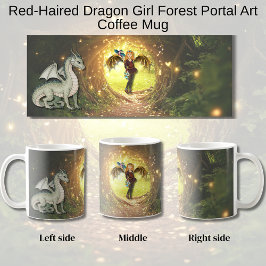 Red-Haired Dragon Girl Forest Portal Art Koffiemok