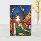 Red Haired Fairy Queen Wenskaart Kaart (Gele Bloem)
