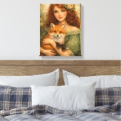 Red-Haired Girl Holding a Fox Woodland Fantasy Canvas Afdruk (Insitu (Slaapkamer))