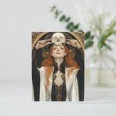 Red haired Goddess Woman With a Skull Briefkaart (Staand voorkant)