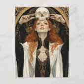 Red haired Goddess Woman With a Skull Briefkaart (Voorkant)