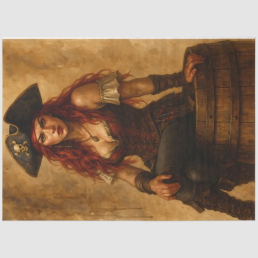 Red-Haired Pirate Woman Decoupage Tissuepapier (Voorkant)