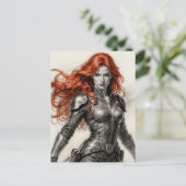 Red haired warrior woman  briefkaart (Staand voorkant)