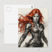 Red haired warrior woman  briefkaart (Voorkant / Achterkant)