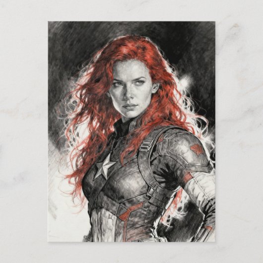 Red haired warrior woman briefkaart (Voorkant)