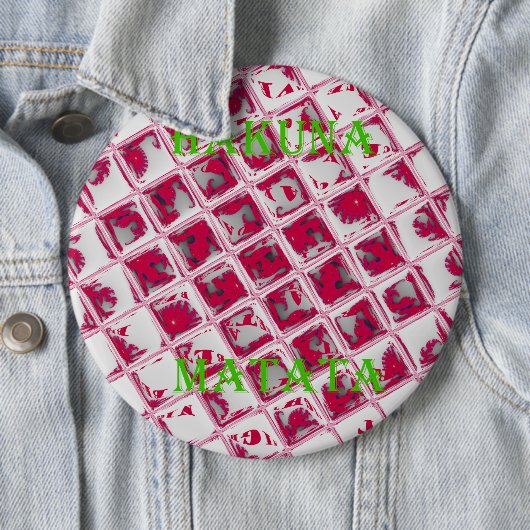 Red Hakuna Matata Style Ronde Button 6,0 Cm (In situ)