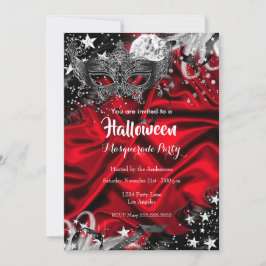 Red Halloween Magical Night Masquerade Party Kaart