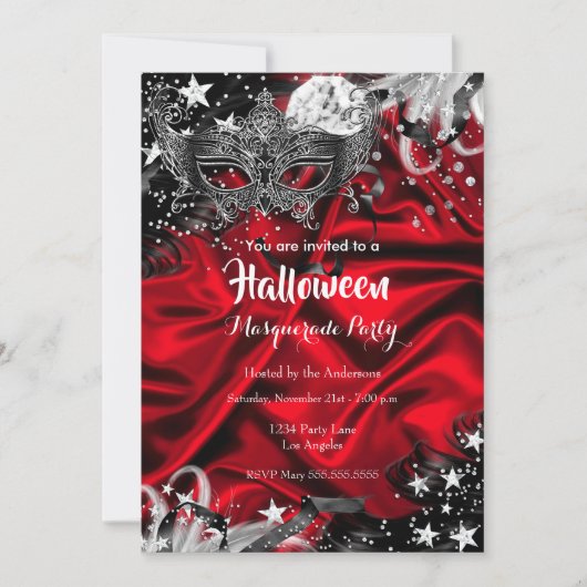 Red Halloween Magical Night Masquerade Party Kaart (Voorkant)