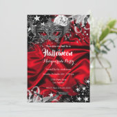 Red Halloween Magical Night Masquerade Party Kaart (Staand voorkant)