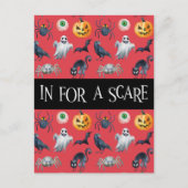 Red Halloween Pattern "In for a Scare" Briefkaart (Voorkant)