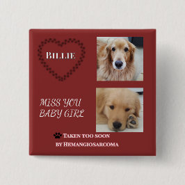 Red Halo Pet Memorial Tribute Vierkante Button 5,1 Cm