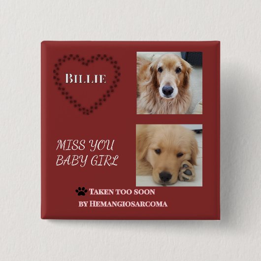 Red Halo Pet Memorial Tribute Vierkante Button 5,1 Cm (Voorkant)
