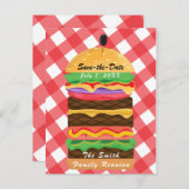 Red Hamburger Summer Cookout Barbecue BBQ Party Aankondigingskaart (Voorkant / Achterkant)