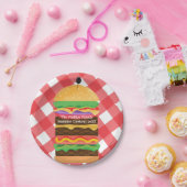 Red Hamburger Summer Cookout Barbecue Party Custom Papieren Bordje (Feest)