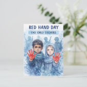 Red Hand Day Postcard Hope for Children Feestdagenkaart (Staand voorkant)