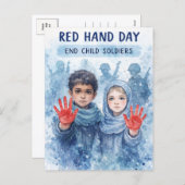 Red Hand Day Postcard Hope for Children Feestdagenkaart (Voorkant / Achterkant)
