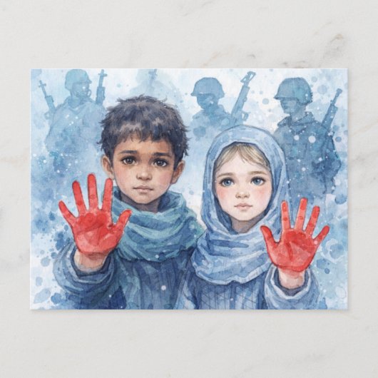 Red Hand Day Postcard Hope for Children Feestdagenkaart (Voorkant)
