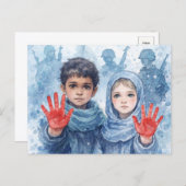 Red Hand Day Postcard Hope for Children Feestdagenkaart (Voorkant / Achterkant)