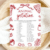 Red Hand Drawn Animal Gestation Baby shower spel Kaart