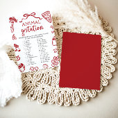 Red Hand Drawn Animal Gestation Baby shower spel Kaart